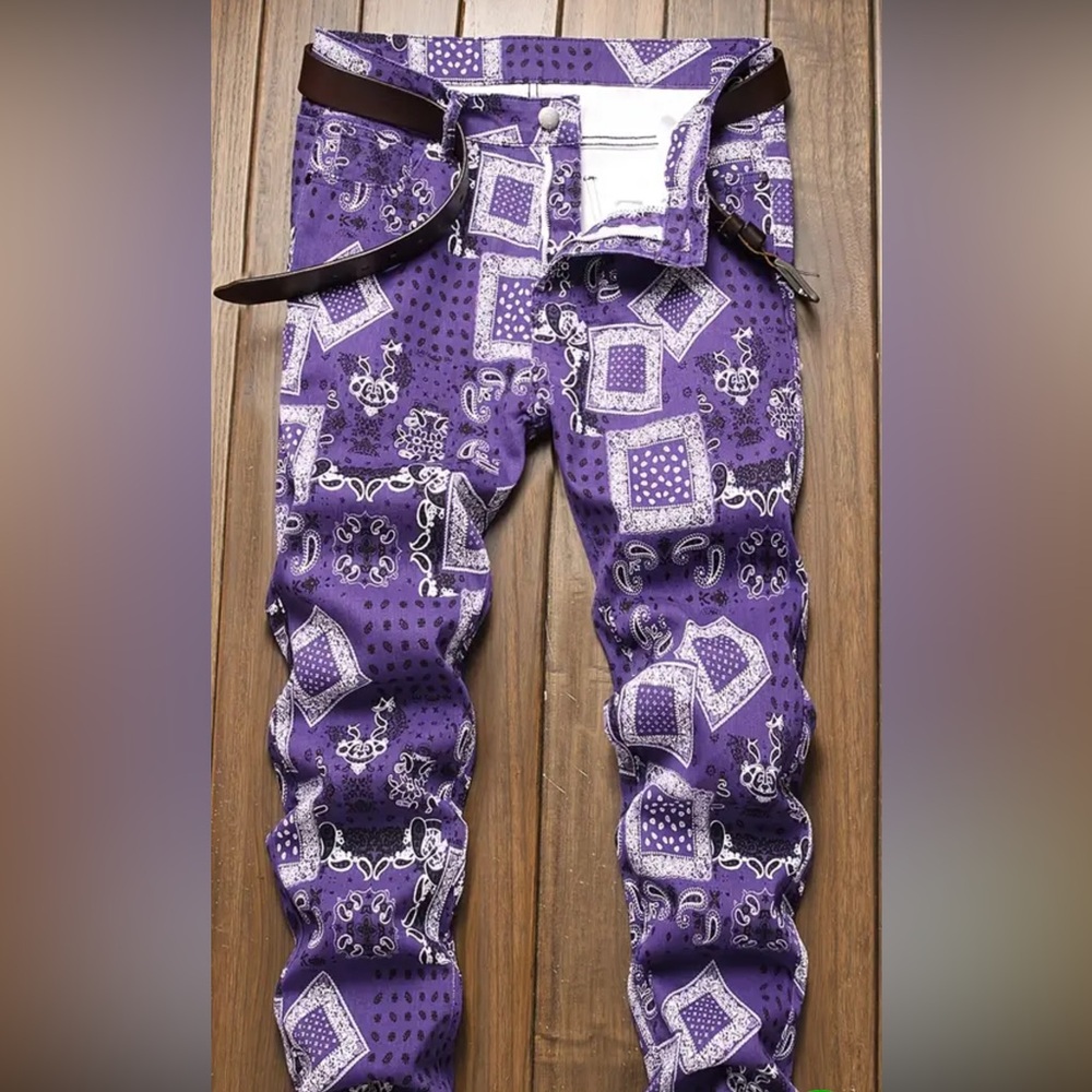 Purple Bandana Print Pants